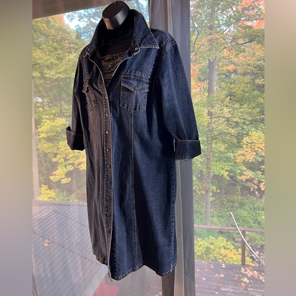 Old Navy blue jeans dress. Size 18 but fits like a 14. Runs very small.